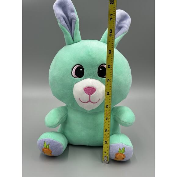 Hug & Luv Green Colored Bunny Rabbit Plush W/ Carrot Feet 9.5” Stuffed Animal - Picture 5 of 8